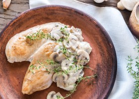 Escalopes de pavo con champiñones y nata