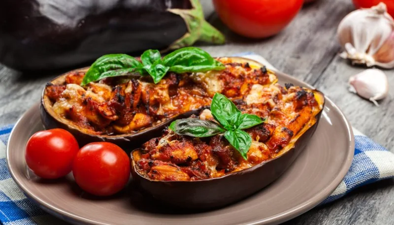 Berenjenas rellenas de pollo