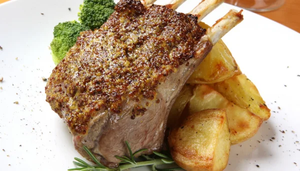 Costillar de cordero a la mostaza