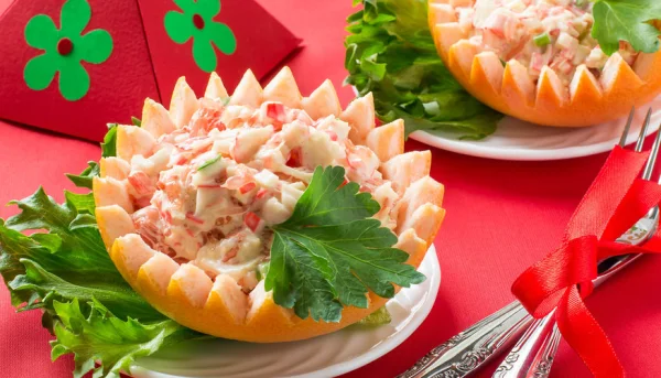 Pomelo relleno de cangrejo