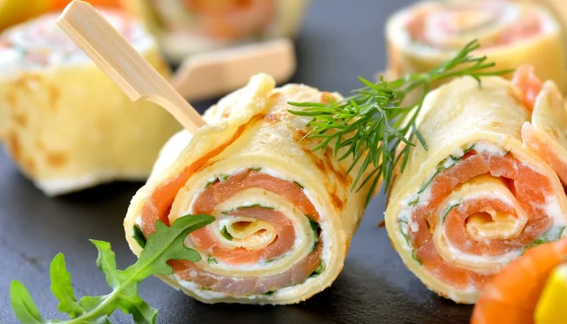 Rollitos de salmón ahumado