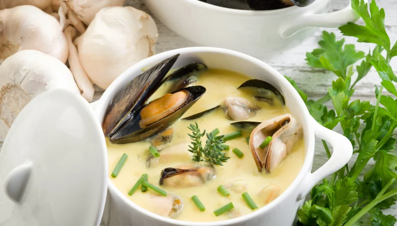 Crema de mejillones