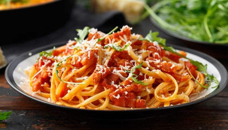 Espaguetis amatriciana