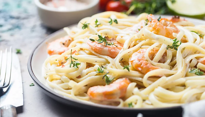 Fetuccini con gambas