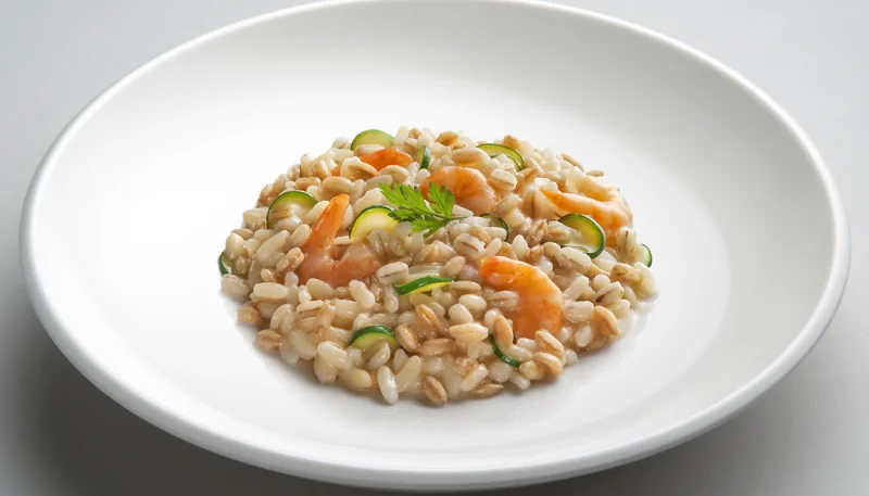 Risotto de gambas y calabacines