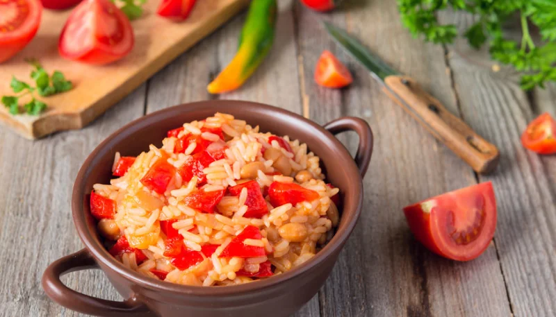 Arroz con pimientos caramelizados