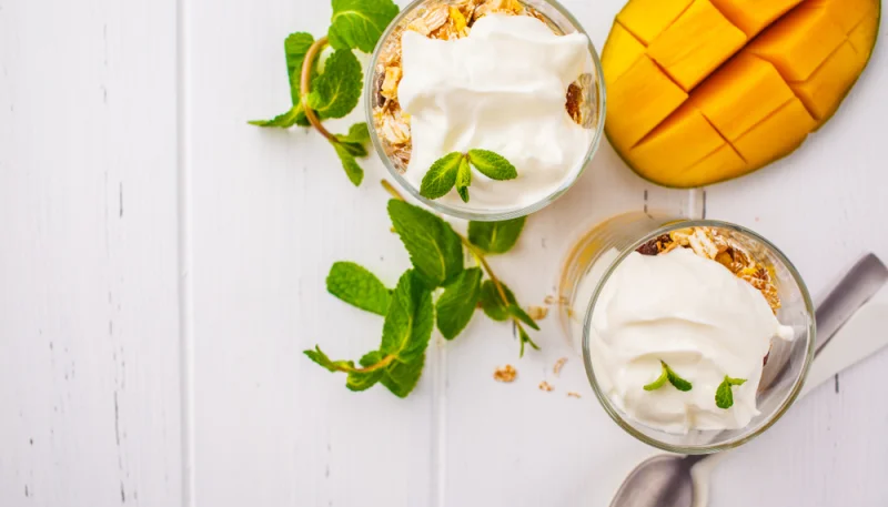 Copos de avena con mango