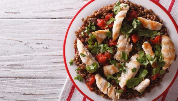 Ensalada de lentejas con pollo