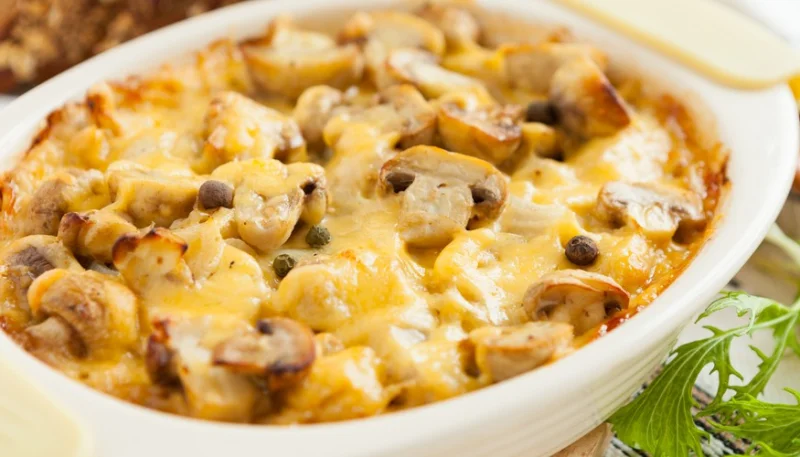 Gratinado de patatas con champiñones