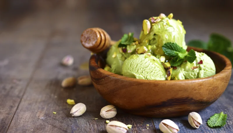 Helado de pistacho casero