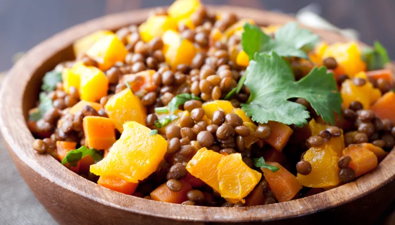 Lentejas con calabaza