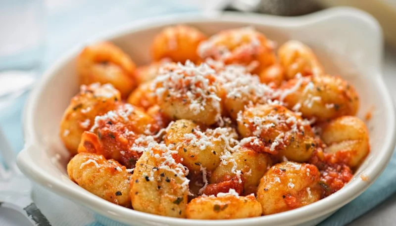 Ñoquis con salsa de pimientos