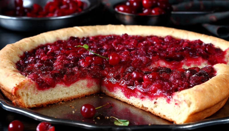 Pizza con frutos rojos