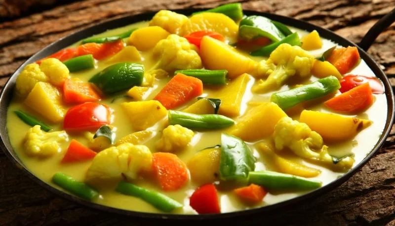 Verdura con leche de coco