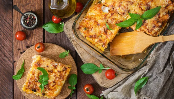 Lasaña de carne y pimientos