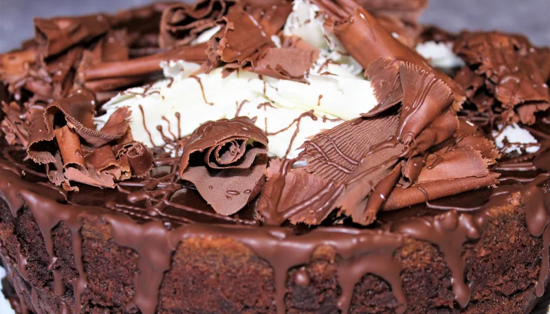 Pastel de chocolate con decoraciones rústicas