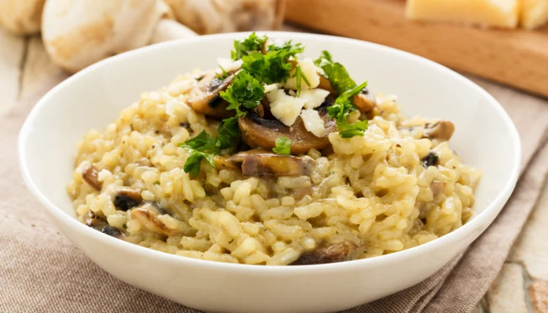 Risotto de champiñones en el microondas