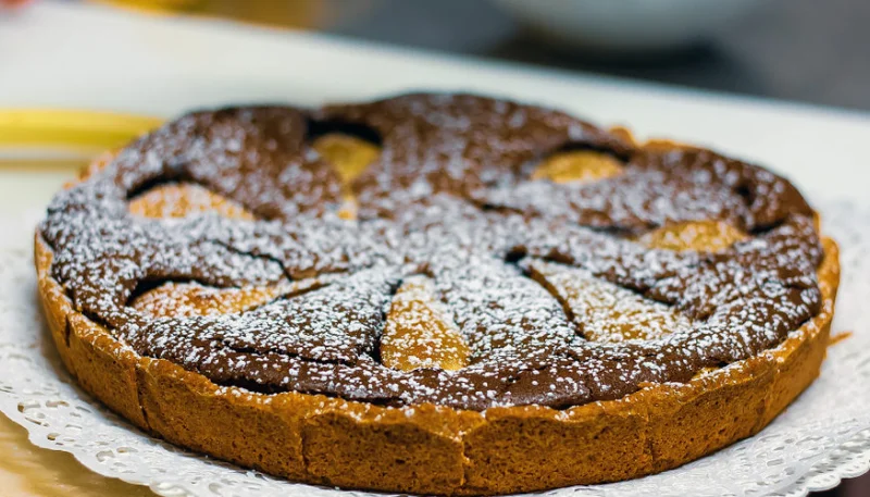 Tarta de pera y chocolate