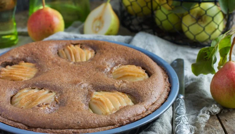 Tarta de peras y chocolate