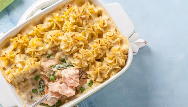 Gratinado de pasta con salmón ahumado