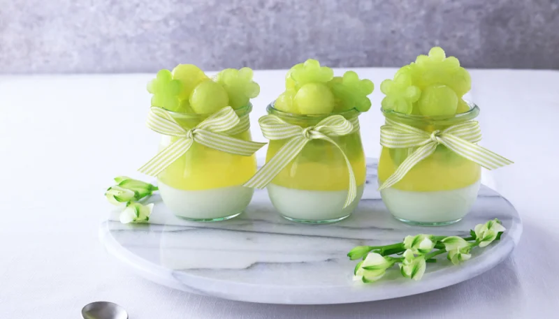 Gelatina de melón y uvas