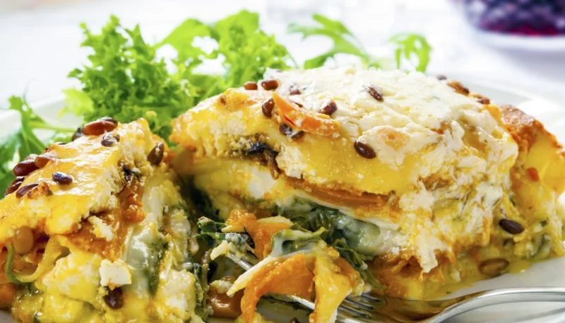 Lasaña de calabaza y espinacas