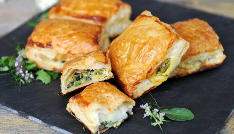 Pequeños hojaldres de calabacín y salmón