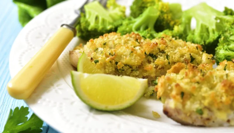 Pescado gratinado con pesto