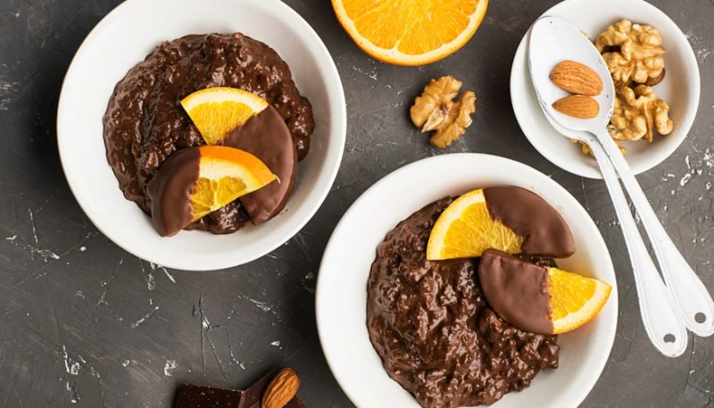 Arroz con leche de chocolate y cítricos