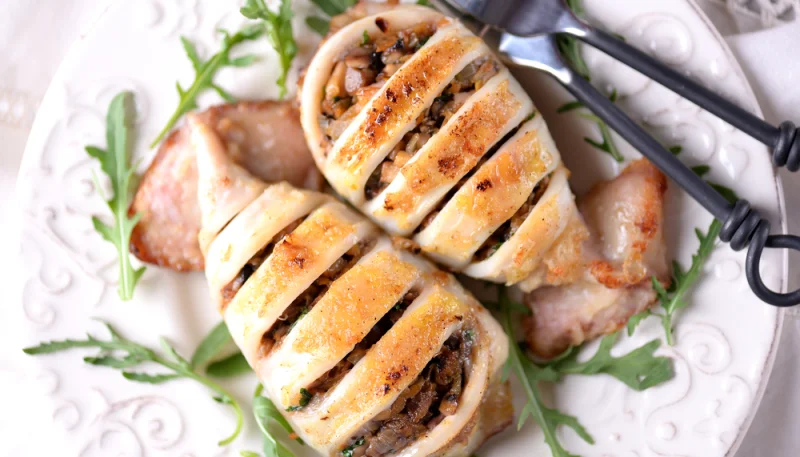 Calamares rellenos de avellanas