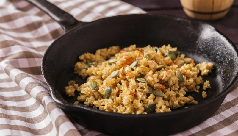 Coliflor con bacon y soja