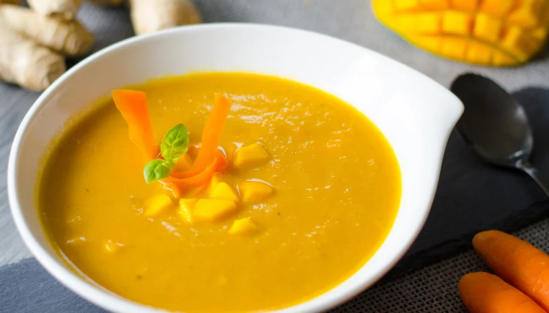 Crema de zanahoria y mango