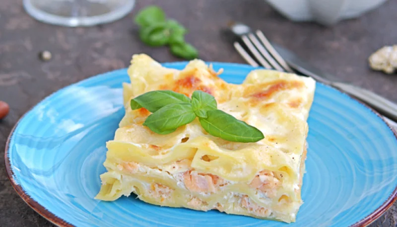 Lasaña de salmón ahumado