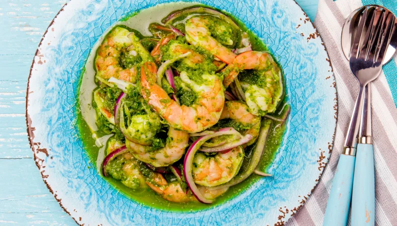 Gambas en salsa verde picante
