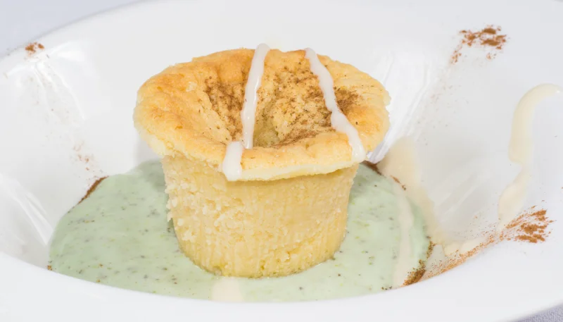 Suflé de chocolate blanco