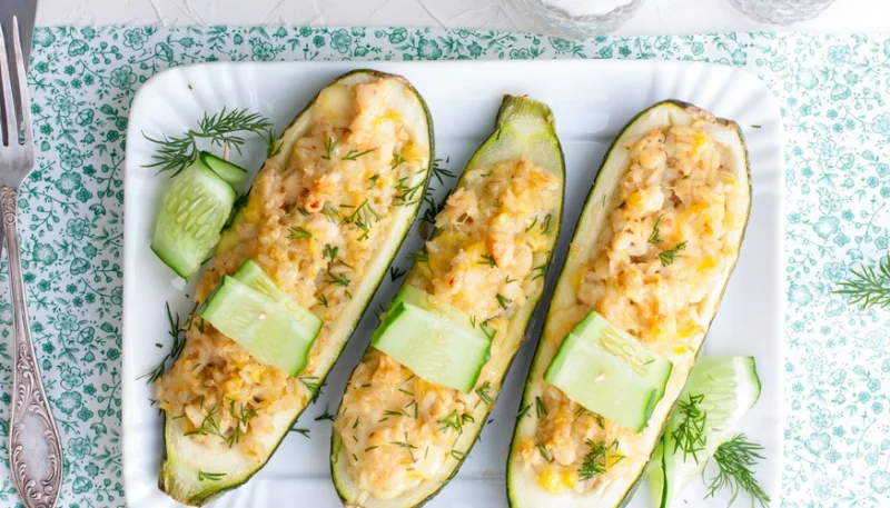 Calabacines rellenos de bacalao