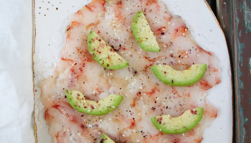 Carpaccio de gamba roja