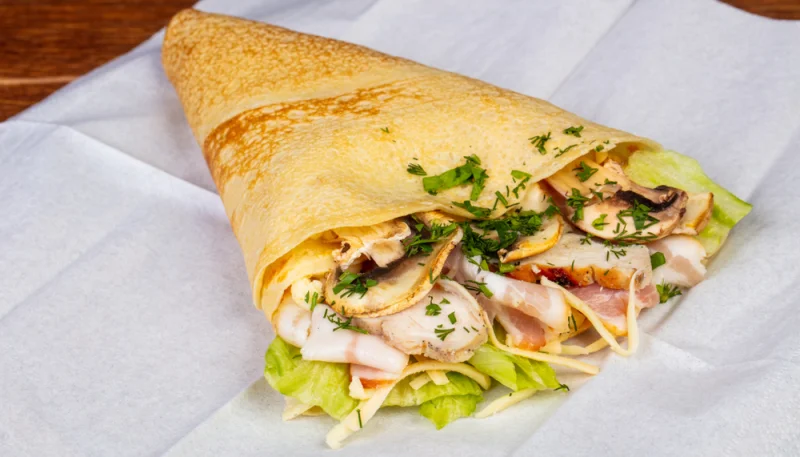 Crepes con jamón y champiñones