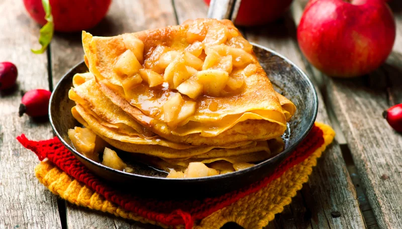 Crepes de calabaza con manzana