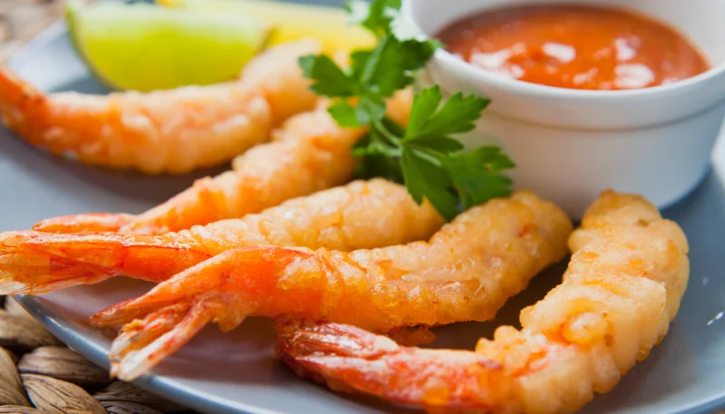 Langostinos en tempura