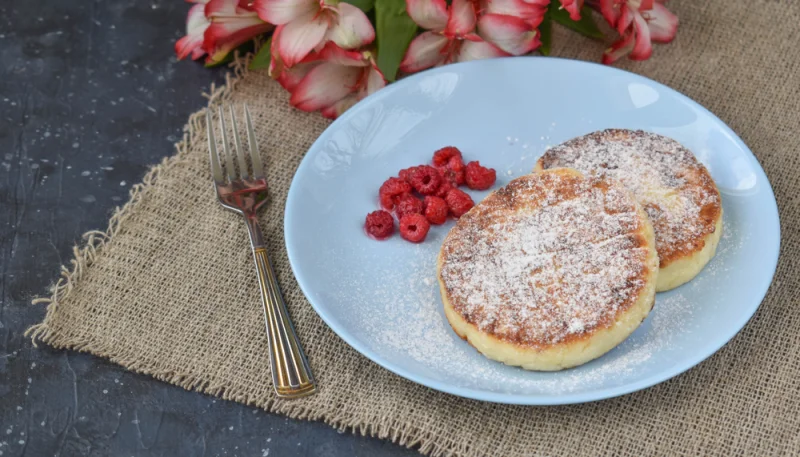 Tortitas de ricotta y frambuesas