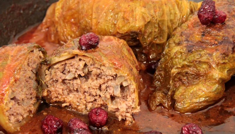 Col rellena con salsa agridulce