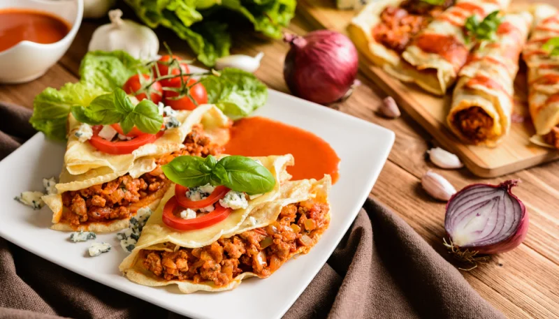 Crepes a la boloñesa