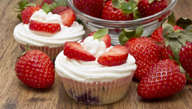 Muffins de fresa con crema