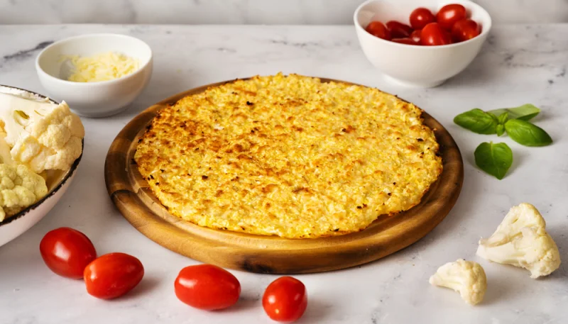 Pan de coliflor y ajo o base para pizza