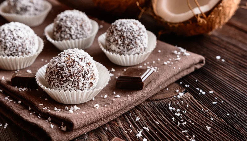 Trufas de chocolate y coco
