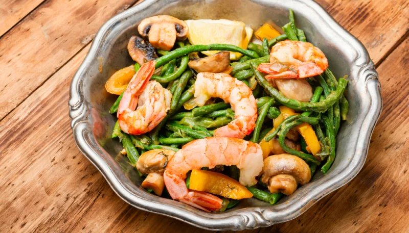 Champiñones con gambas