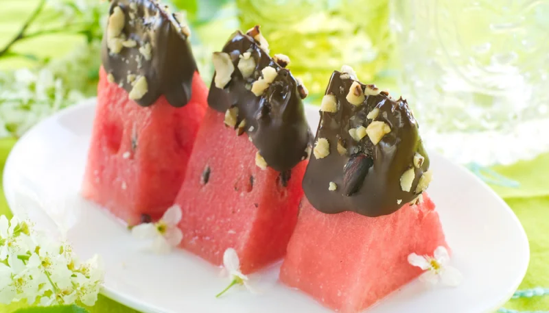 Sandía con chocolate