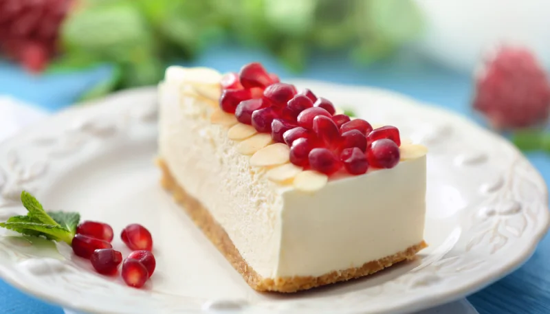 Tarta de queso y granada