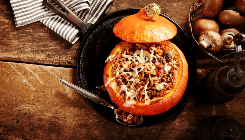 Calabaza rellena de carne
